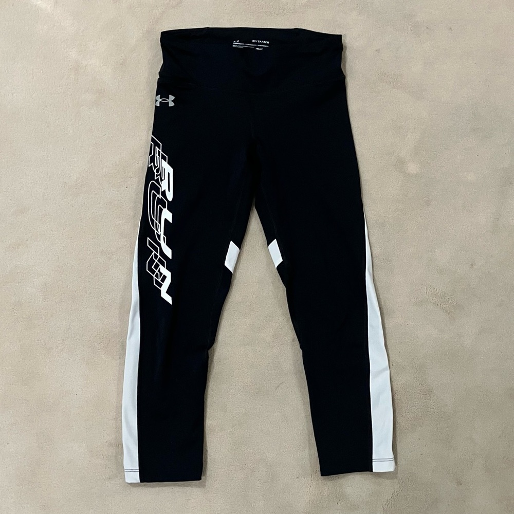 Under Armour Heatgear Compression Black Run Leggings Womens Size XS